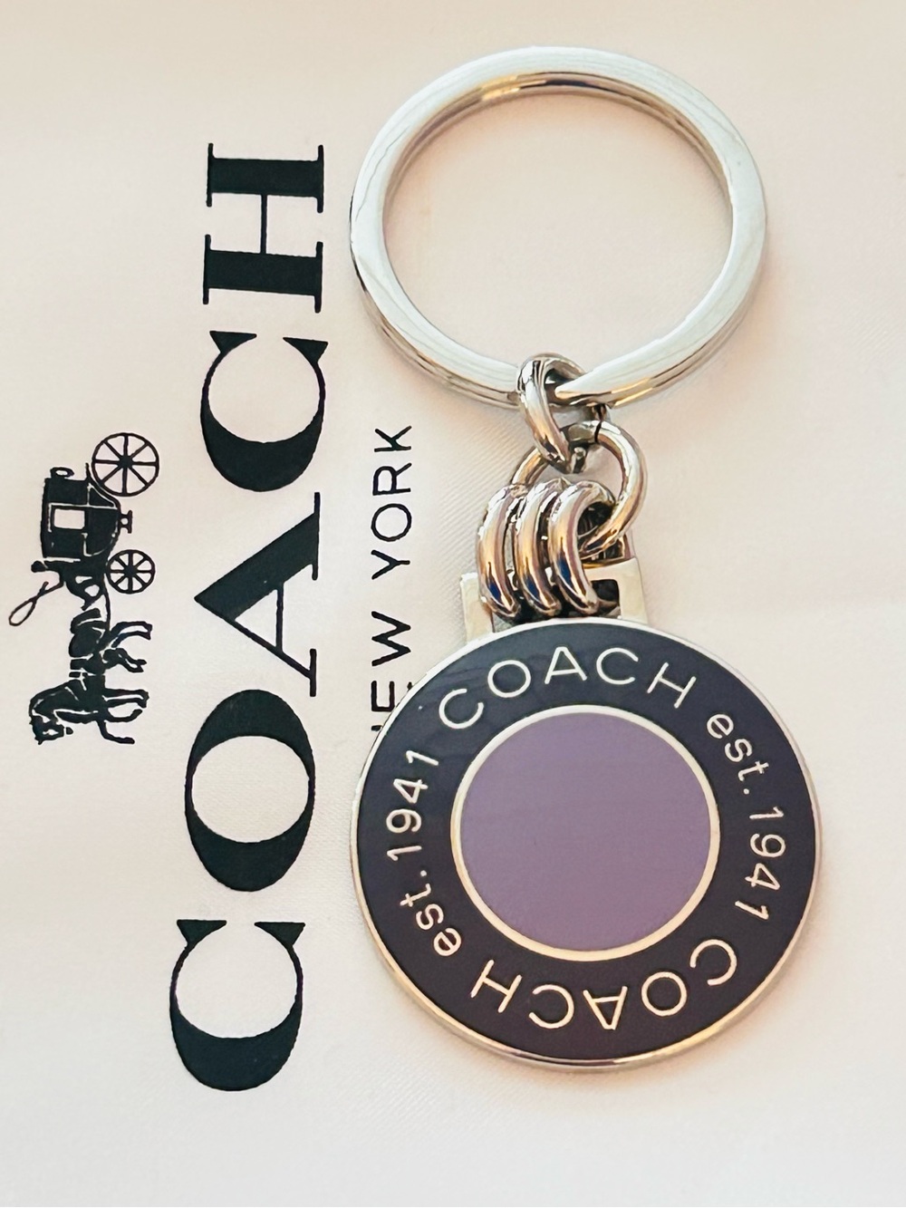 RARE Coach Y2K Est. 1941 Purple & Navy Blue Enamel Keychain/ Bag charm